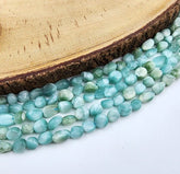 Natural Larimar Smooth Nuggets Shape Beads, Larimar Tumbled Beads, Larimar Smooth Nuggets Gemstone Beads Full Strand 15.5″, PRP846